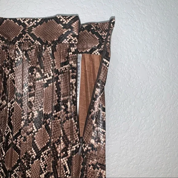 New Zara Faux Leather Snake Print Midi Pleated Skirt XS Small Medium 8372/262 - Picture 11 of 12